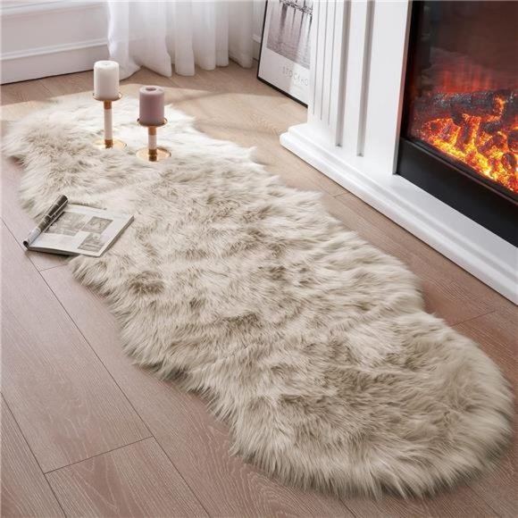 Faux Fur Rug for Bedroom, Fluffy Runner Rugs Soft Sheepskin Rug Sofa Couch Seat - Picture 1 of 7
